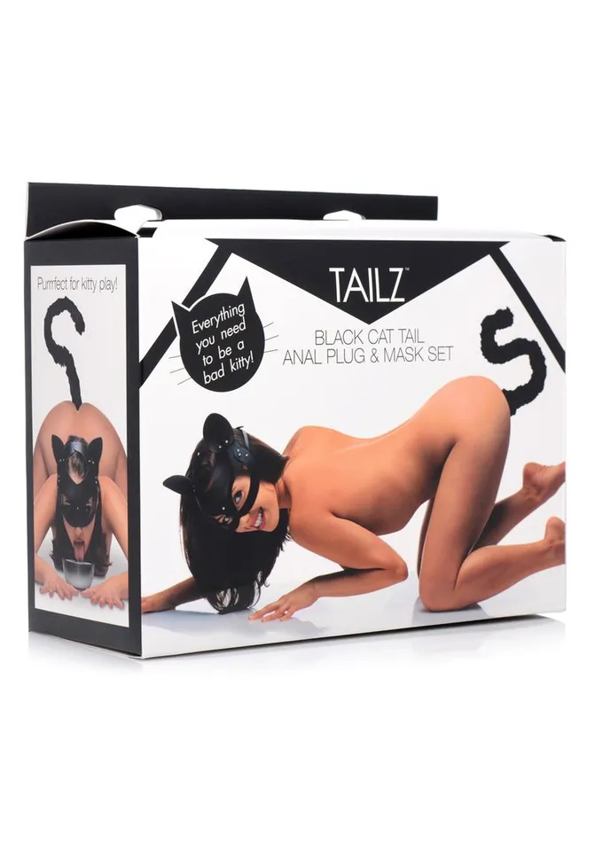 TAILZ Anal Tailz Black Cat Tail Anal Plug and Mask
