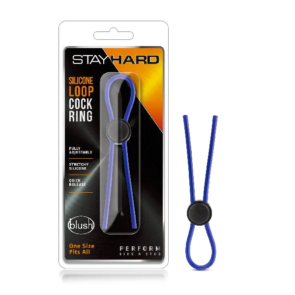 Blush Male Sex Toys Stay Hard Silicone Loop Cock Ring Blue