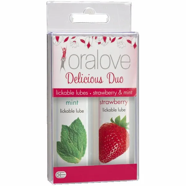 Enhancers Doc Johnson Novelties Oralove 2 Pack Lube Strawberry Mint