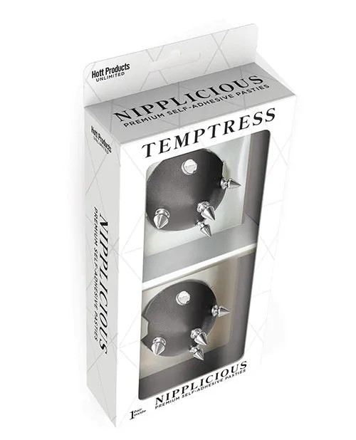 Hott Products Restraints Nipplicious Temptress Leather Pasties Wstuds Black