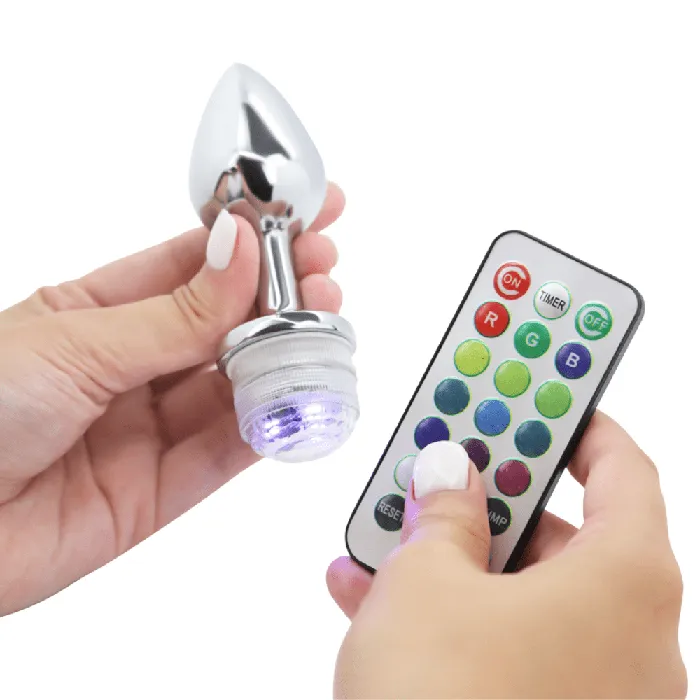 Male Sex Toys LightUp Metal Anal Plug with Remote Dark Amour