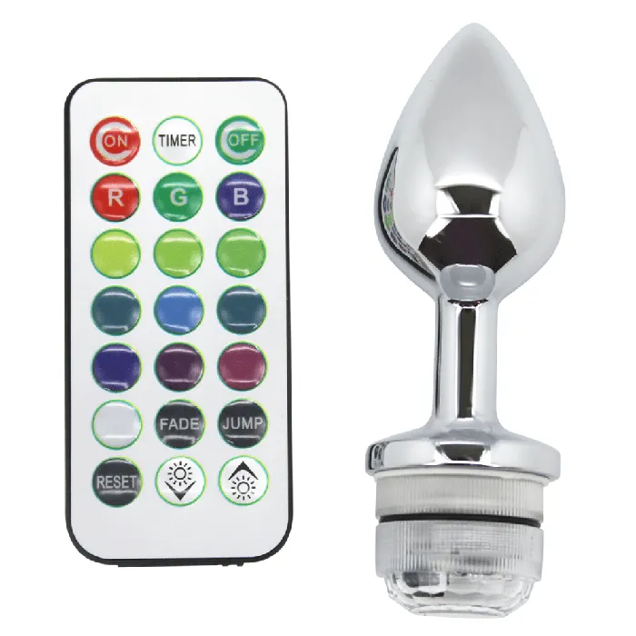 Male Sex Toys LightUp Metal Anal Plug with Remote Dark Amour