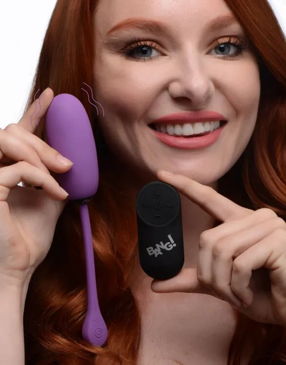 Bang 28X Plush Egg Vibrator with Remote Control Purple 7 Patterns 4 Intensities XR Brands Female Sex Toys Bang 28X Plush Egg Vibrator with Remote Control Purple 7 Patterns 4 Intensities XR Brands Female Sex Toys