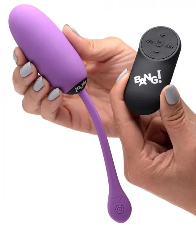 Bang 28X Plush Egg Vibrator with Remote Control Purple 7 Patterns 4 Intensities XR Brands Female Sex Toys