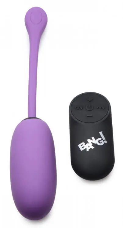 Bang 28X Plush Egg Vibrator with Remote Control Purple 7 Patterns 4 Intensities XR Brands Female Sex Toys