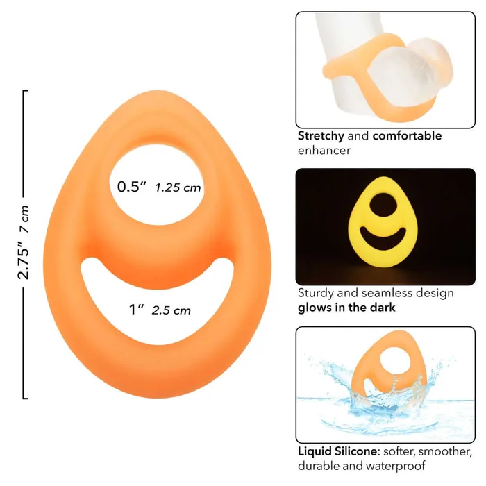 California Exotic Novelties Female Sex Toys Alpha GlowInTheDark Liquid Silicone Teardrop Ring Premium Stamina Enhancer