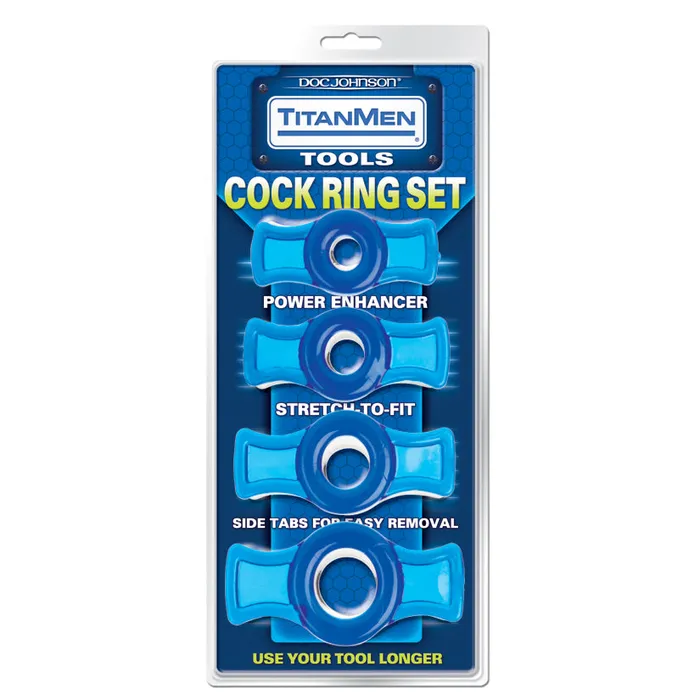 Male Sex Toys DOC JOHNSON TitanMen Cock Ring SetBlue