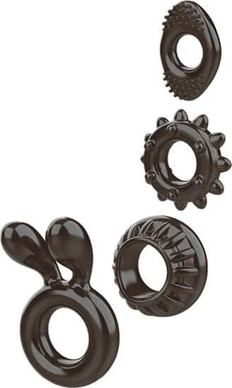 Male Sex Toys Ring My Bell 4Pack Cock Rings for Enhanced Erections and Pleasure Evolved Novelties