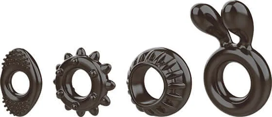 Male Sex Toys Ring My Bell 4Pack Cock Rings for Enhanced Erections and Pleasure Evolved Novelties