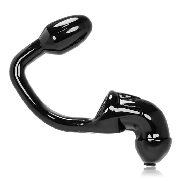 OXBALLS Oxballs Tailpipe Cock and Ass Lock Black FlexTPR Chastity Cage with Butt Plug Male Sex Toys