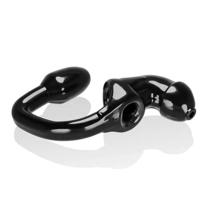 OXBALLS Oxballs Tailpipe Cock and Ass Lock Black FlexTPR Chastity Cage with Butt Plug Male Sex Toys