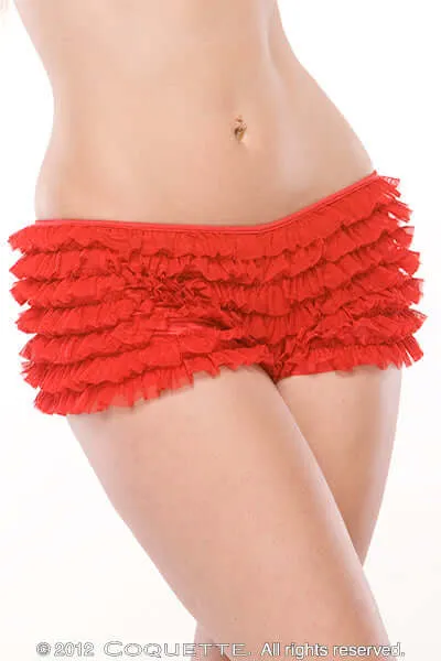 RUFFLE SHORTS WBACK BOW RED OS Coquette Lingerie Vibrators
