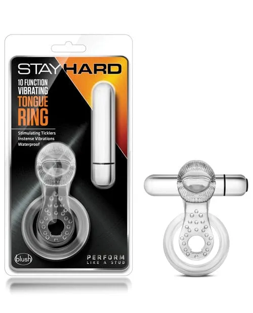 Blush Novelties Dildos Blush Stay Hard Vibrating Tongue Ring 10 Function Clear Blush Novelties Dildos Blush Stay Hard Vibrating Tongue Ring 10 Function Clear