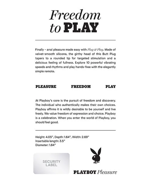 Playboy Pleasure Plug Play Butt Plug Navy Playboy Anal