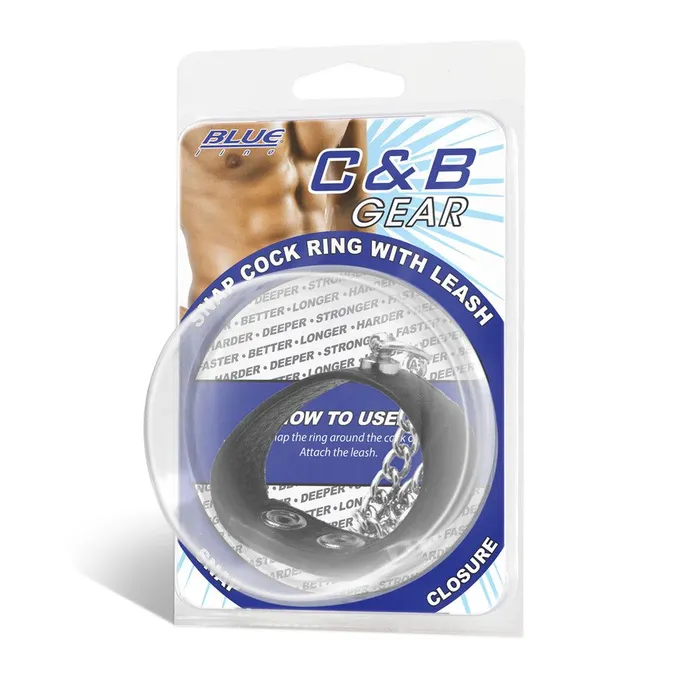 Snap Cock Ring with 12 Leash Blue Line Men Male Sex Toys