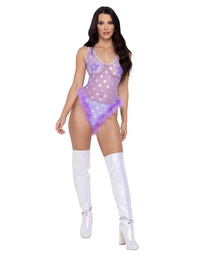 Roma Costume Inc Hosiery 6272 Sheer Stars Romper