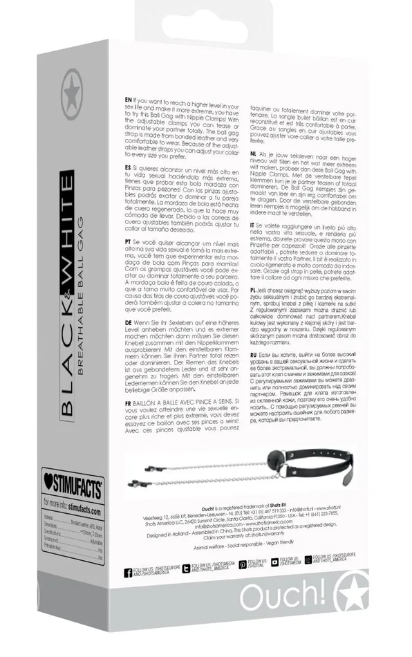 Shots Ouch Breathable Ball Gag With Nipple Clamps Black Couples Shots Ouch Breathable Ball Gag With Nipple Clamps Black Couples