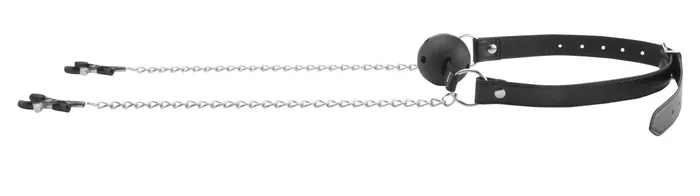 Shots Ouch Breathable Ball Gag With Nipple Clamps Black Couples Shots Ouch Breathable Ball Gag With Nipple Clamps Black Couples