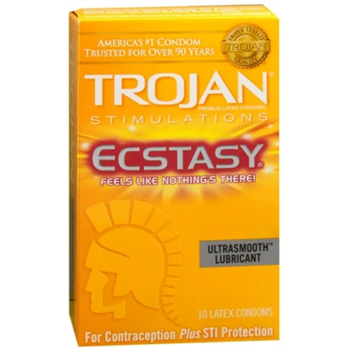 Castle Megastore Female Sex Toys Trojan Ecstasy Lubricated Latex Condoms 10 pk Castle Megastore Female Sex Toys Trojan Ecstasy Lubricated Latex Condoms 10 pk