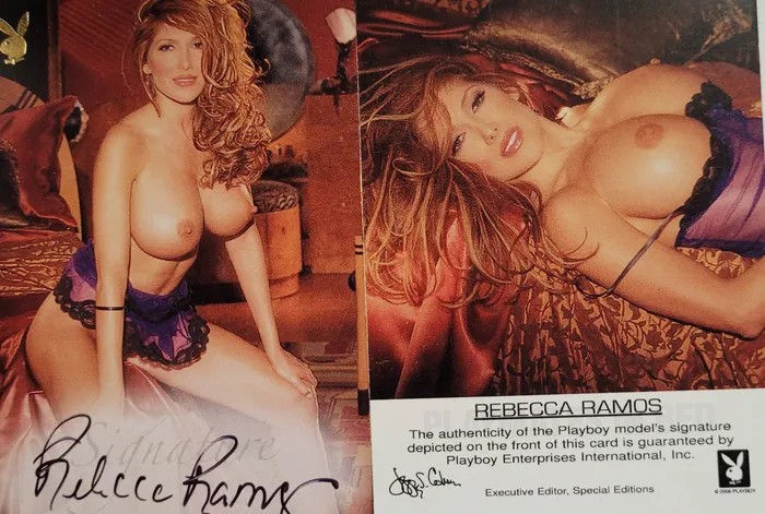Female Sex Toys Murdocs Cards PLAYBOYS PLAYMATES IN BED GOLD SIGNATURE REBECCA RAMOS