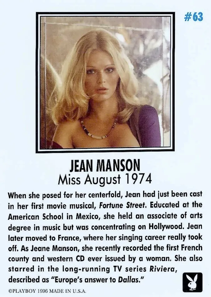 Greenthunderbirds Cards Couples Playboy August Edition 63 Jean Manson