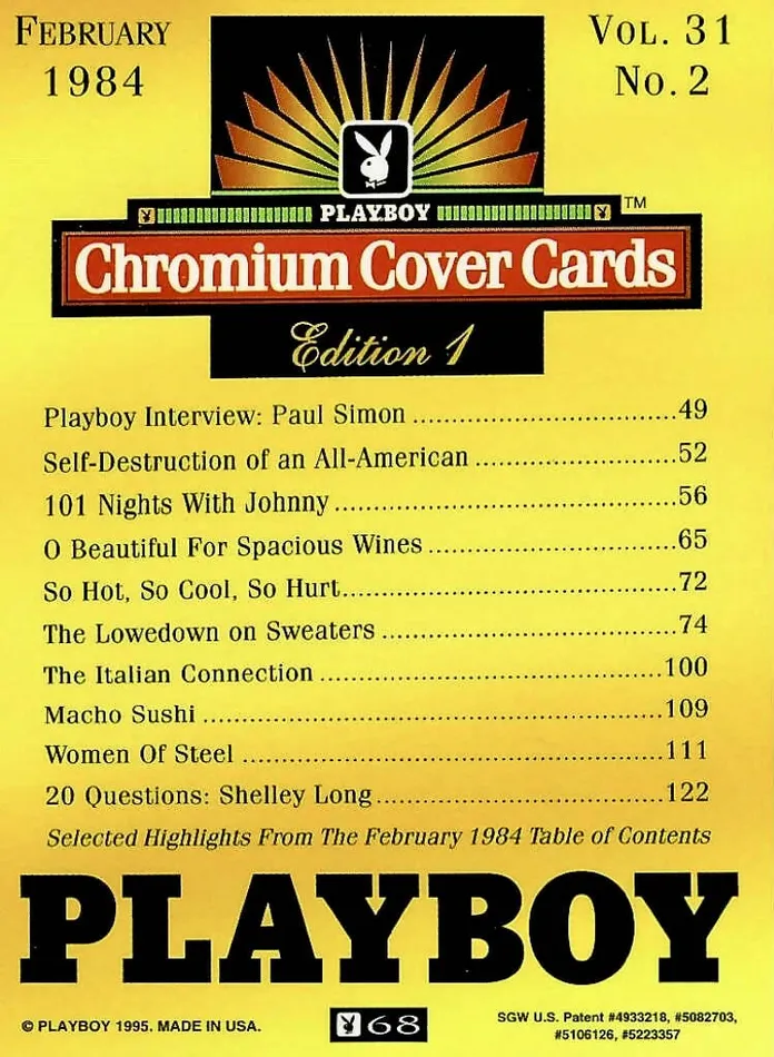 Greenthunderbirds Cards Couples Playboy Chromium Cover Edition 1 68