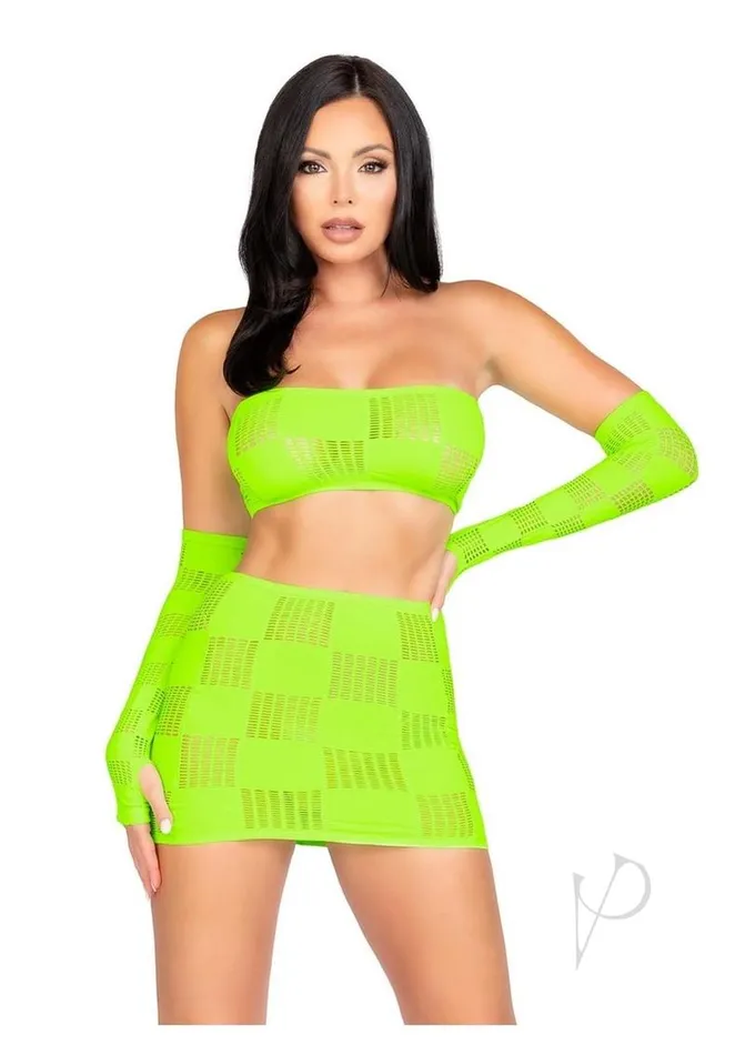 Leg Avenue Vibrators Checkerboard Bandeau Skirt Warmer Os Grn