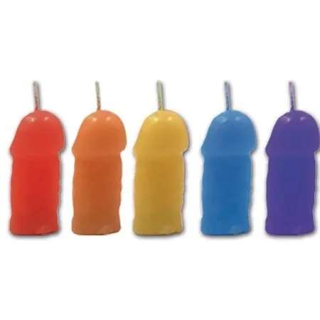 Anal Rainbow Pecker Party Candles 5pk Claredale