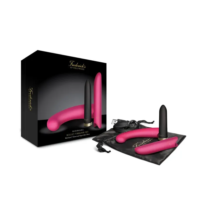 Fredericks Of Hollywood Female Sex Toys Bullet Vibrator Set with Lady Finger Slim G Sleeves Fredericks Of Hollywood Female Sex Toys Bullet Vibrator Set with Lady Finger Slim G Sleeves