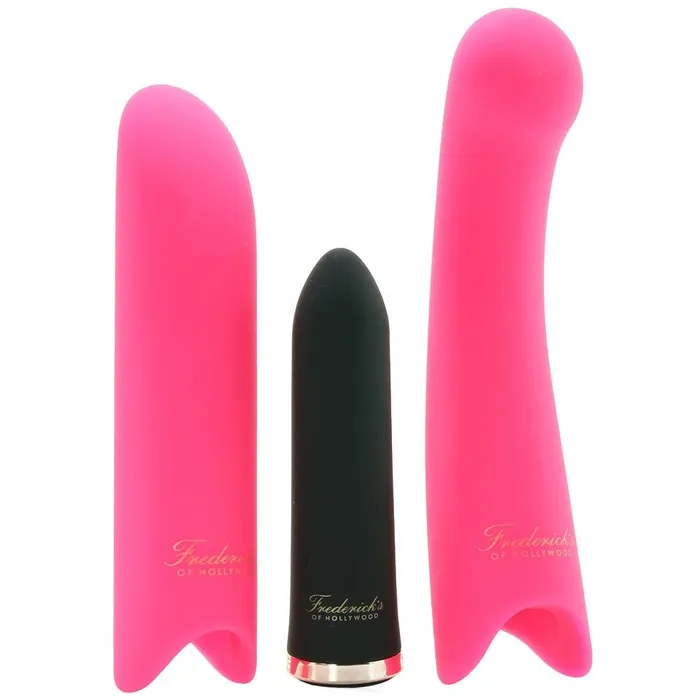 Fredericks Of Hollywood Female Sex Toys Bullet Vibrator Set with Lady Finger Slim G Sleeves