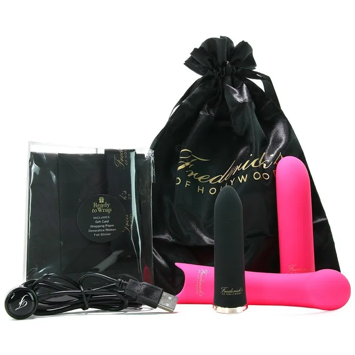 Fredericks Of Hollywood Female Sex Toys Bullet Vibrator Set with Lady Finger Slim G Sleeves