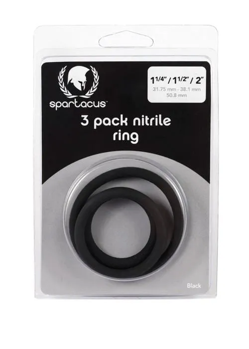 Spartacus Nitrile Cock Ring Set in Black Spartacus Male Sex Toys