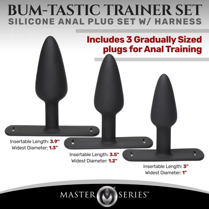 BumTastic Trainer Set Silicone 3 Piece Anal Plug Set with Harness Master Series Male Sex Toys