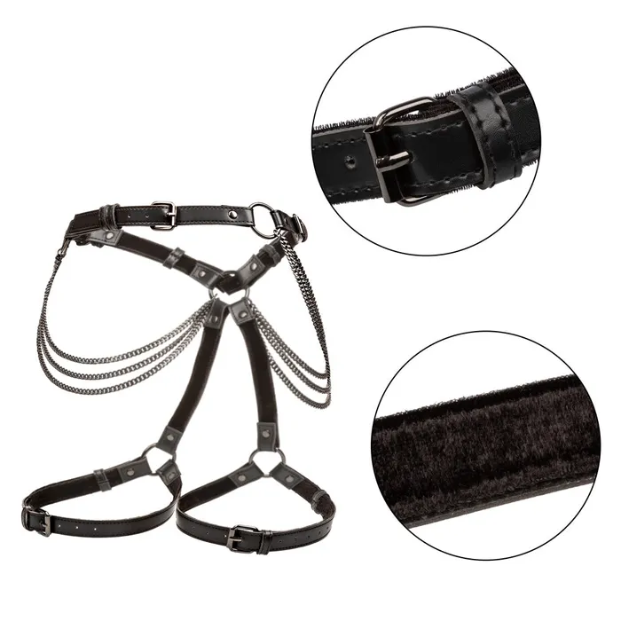 Euphoria Multi Chain Vegan Leather Thigh Harness Curvy California Exotics Vibrators