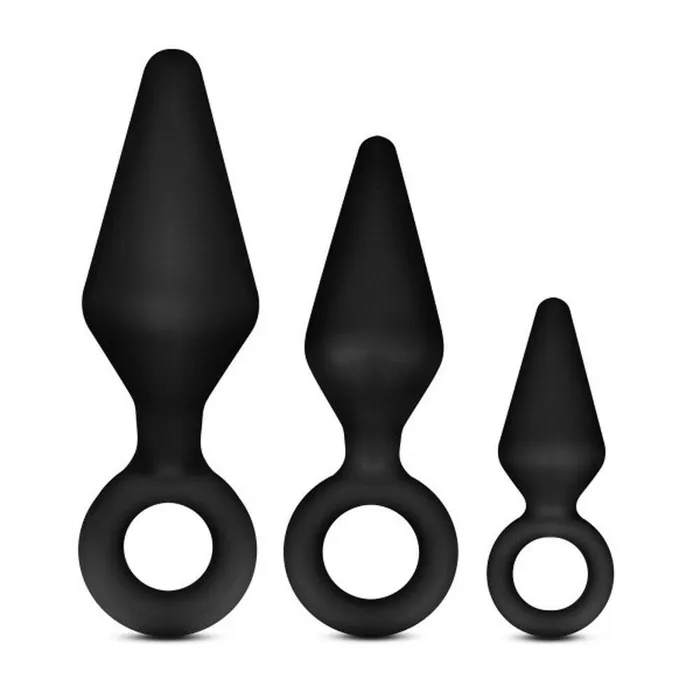 Anal Blush Novelties Anal Adventures Platinum Silicone Loop Plug Kit Black
