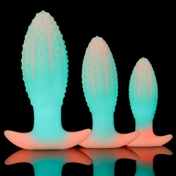 Anal Domlust Luminous Silicone Dildo Butt Plug Knots Anal Dildos Sex Toys for Women Men