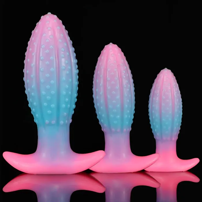 Anal Domlust Luminous Silicone Dildo Butt Plug Knots Anal Dildos Sex Toys for Women Men