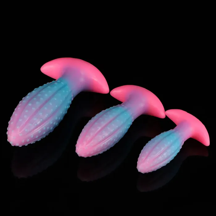 Anal Domlust Luminous Silicone Dildo Butt Plug Knots Anal Dildos Sex Toys for Women Men