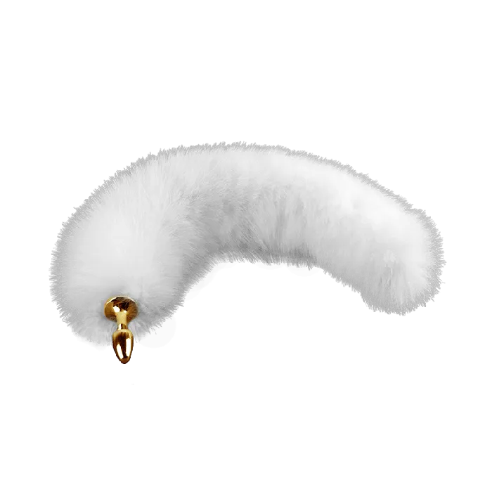 Anal White Fox Fur Tail Small Butt Plug by UPKO UPKO