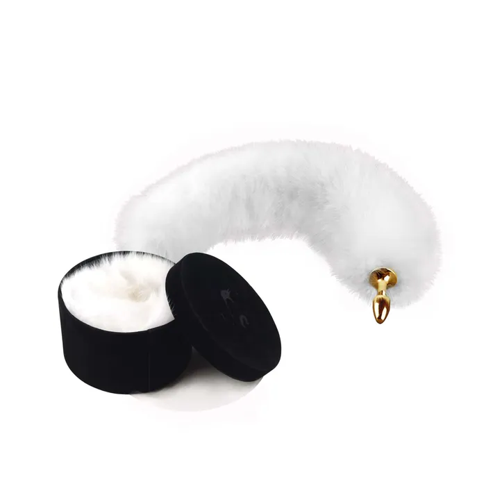 Anal White Fox Fur Tail Small Butt Plug by UPKO UPKO