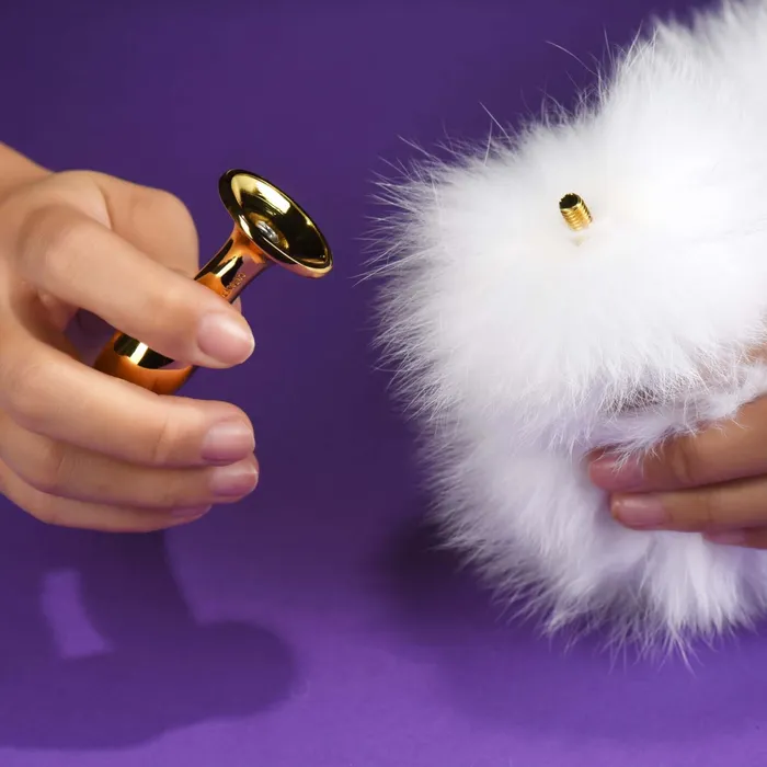 Anal White Fox Fur Tail Small Butt Plug by UPKO UPKO
