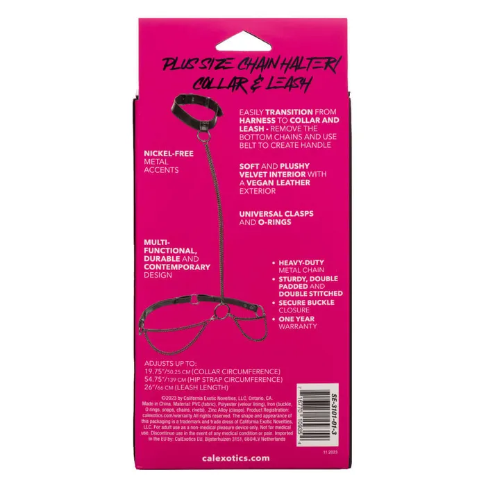 CalExotics Euphoria Collection Plus Size Chain Haltercollar and Leash Black Plus Size CalExotics Euphoria Collection Plus Size Chain Haltercollar and Leash Black Plus Size