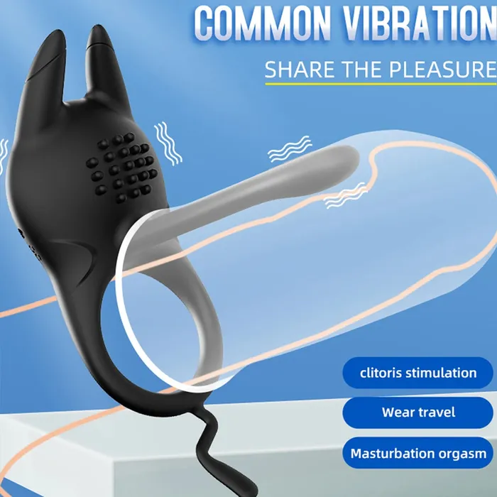 Couples Domlust Vibrating Cock Ring Penis Massager Clitoral Stimulator Rabbit Clit Clamps Couple Sex Toys