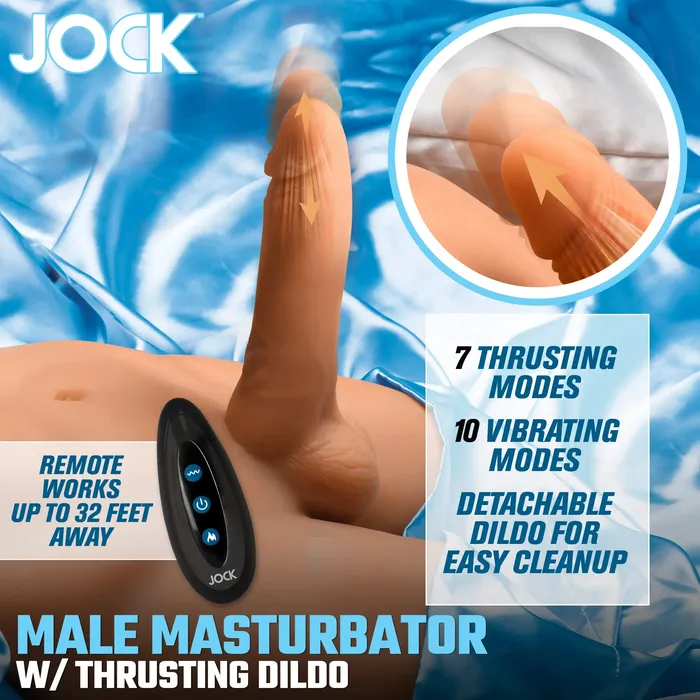 Curve Toys Male Sex Toys JOCK Male Masturbator with Thrusting Dildo