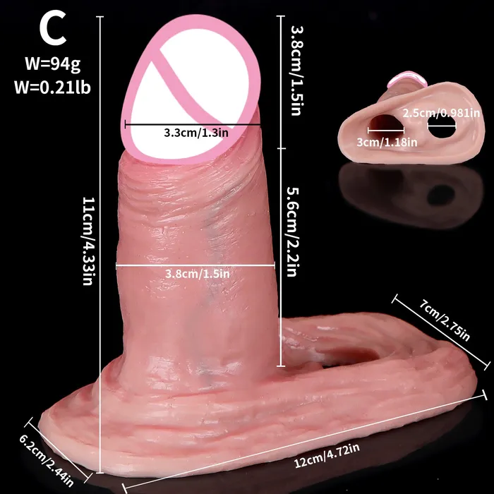 Domlust Male Sex Toys Realistic Cock Sleeve Mals Sex Toys Lifelike Large Big Girth Silicone Penis Enlarger