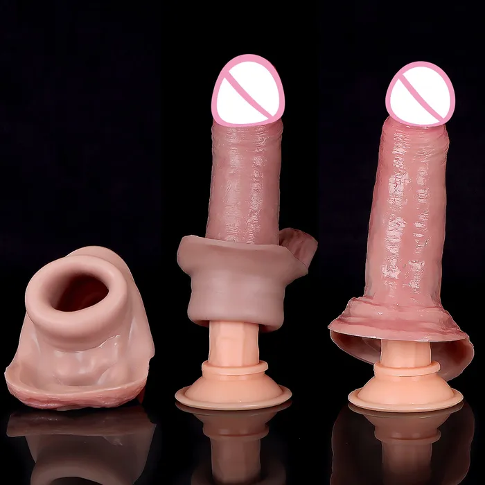 Domlust Male Sex Toys Realistic Cock Sleeve Mals Sex Toys Lifelike Large Big Girth Silicone Penis Enlarger