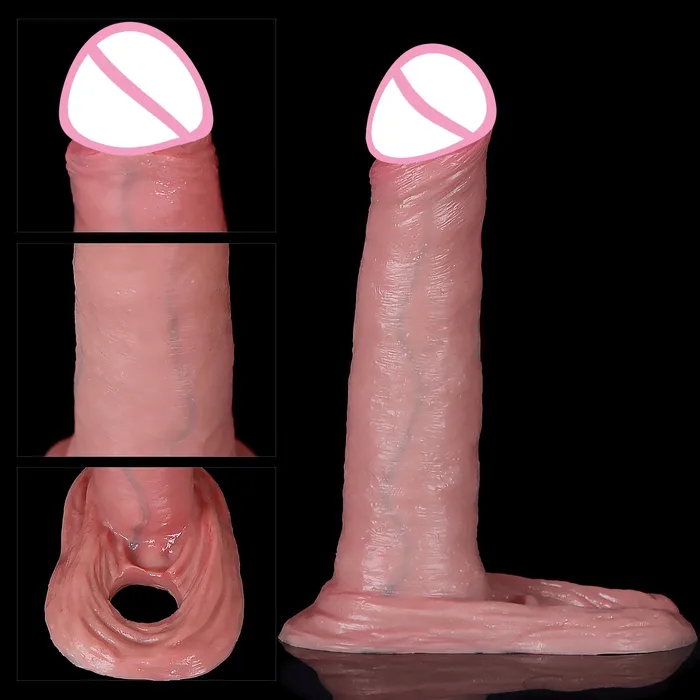 Domlust Male Sex Toys Realistic Cock Sleeve Mals Sex Toys Lifelike Large Big Girth Silicone Penis Enlarger