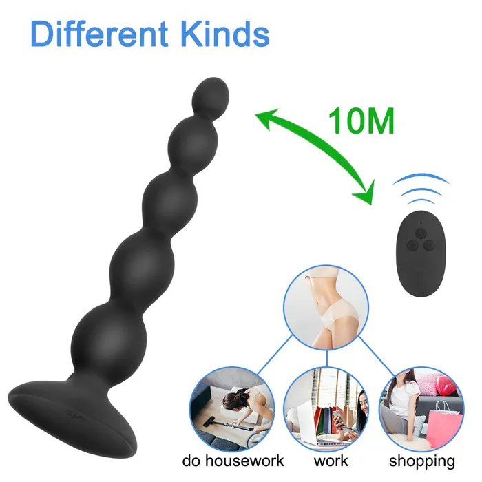 Domlust Remote Control Anal Beads Vibrating Butt Plug Prostate Massager Anal