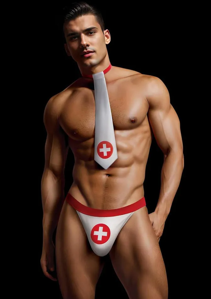 Envy Menswear Anal Envy 2 Pc Nurse Kit Mediumlarge Whitered