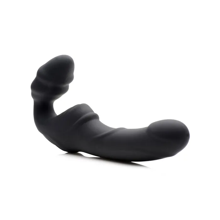 Female Sex Toys Slim Rider Ribbed Vibrating Silicone Strapless StrapOn XR Brands Strap U